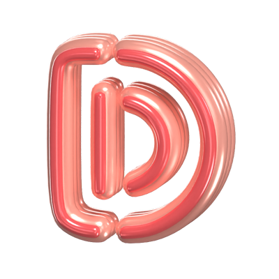 D   Letter 3D Shape Rounded Text 3D Graphic