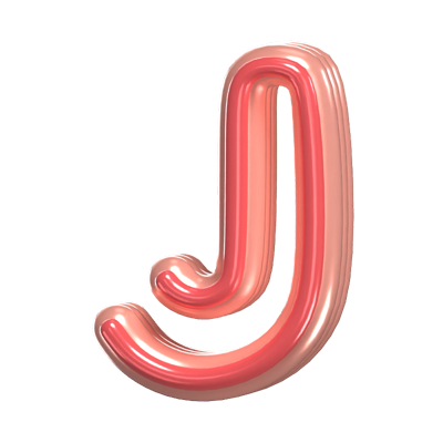 J   Letter 3D Shape Rounded Text 3D Graphic