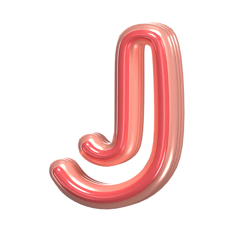 J   Letter 3D Shape Rounded Text