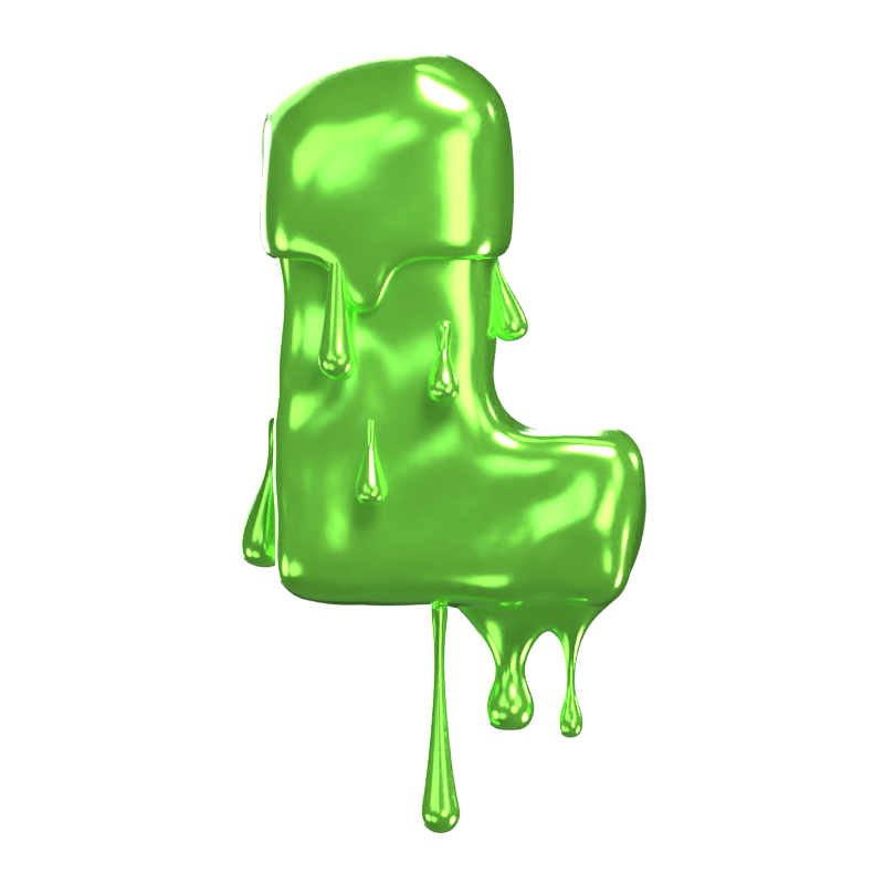 L  Letter 3D Shape Slime Text 3D Graphic