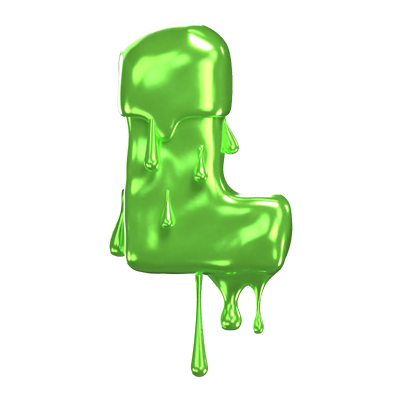 l letter 3d shape slime text 3D Graphic