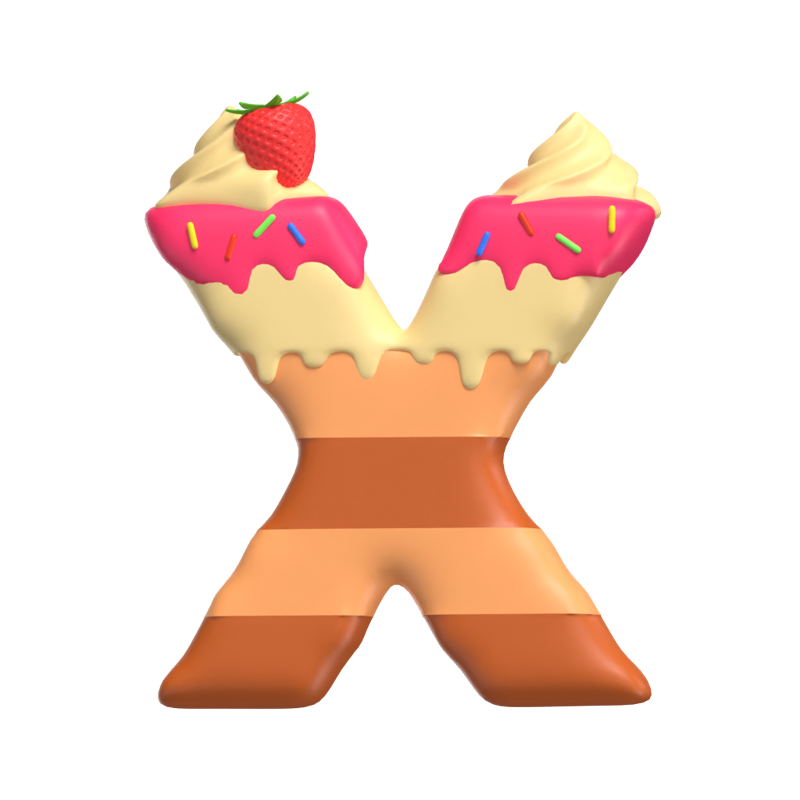 X  Letter 3D Shape Cake Text 3D Graphic