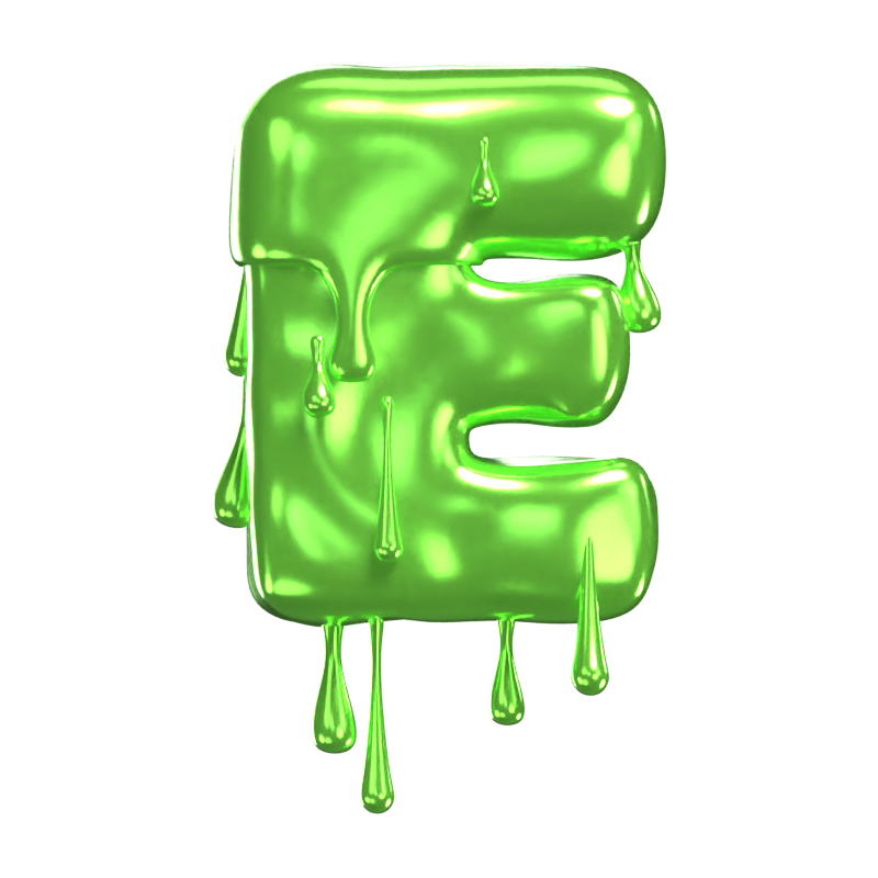 E Letra 3D Forma Slime Texto 3D Graphic