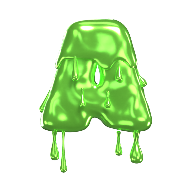 A  Letter 3D Shape Slime Text 3D Graphic