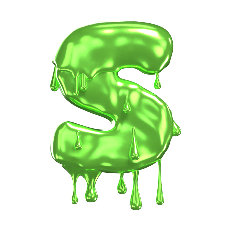 S Letter 3D Shape Slime Text 3D Graphic