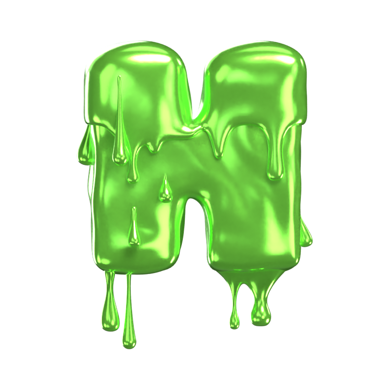 H Letter 3D Shape Slime Text 3D Graphic