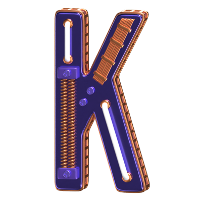 K Letter 3D Shape Condensed Future Text 3D Graphic