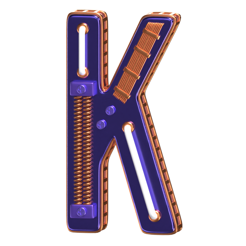 K Letter 3D Shape Condensed Future Text 3D Graphic