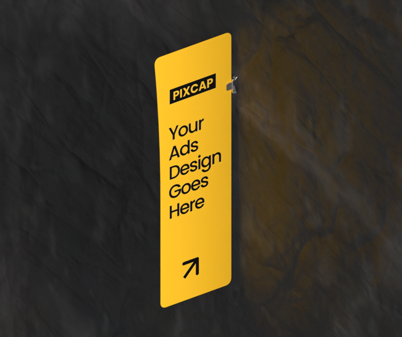 Advertising Banner 3D Mockup With Realistic Textured Wall