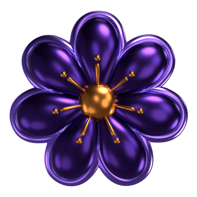  3D Flower Shape A Dark Purple Color 3D Graphic