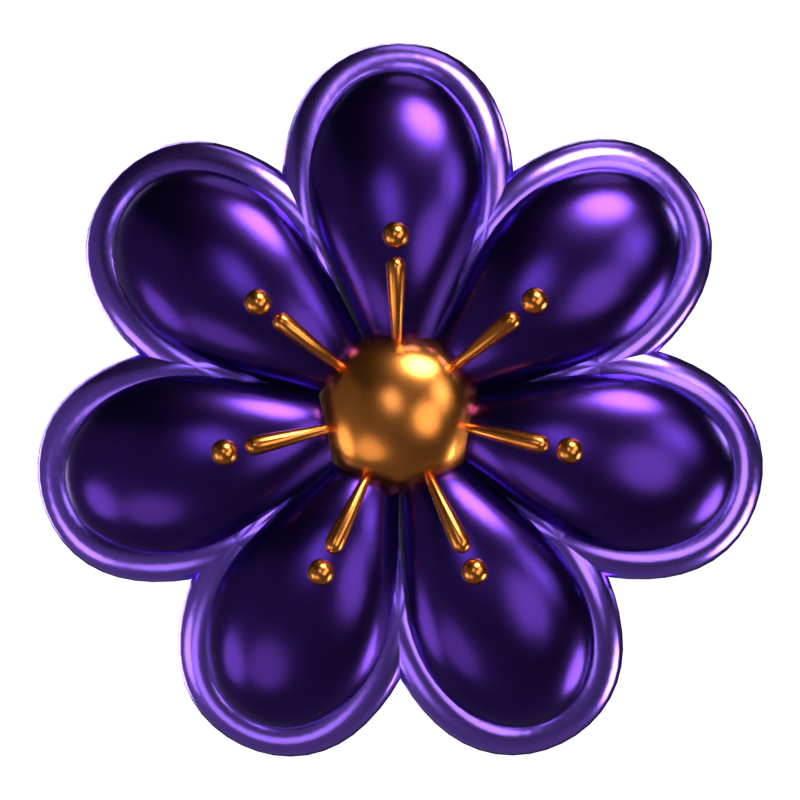  3D Flower Shape A Dark Purple Color 3D Graphic