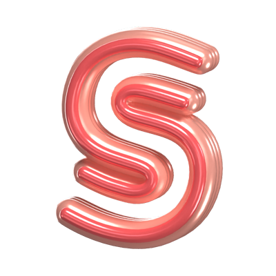 S   Letter 3D Shape Rounded Text 3D Graphic
