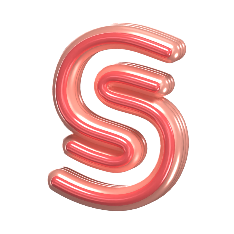 S   Letter 3D Shape Rounded Text