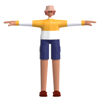 Streetwear Boy 3D Character Using Bucket Hat And Bermudas 3D Graphic