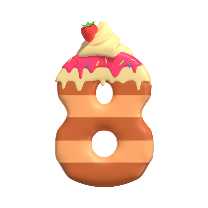 3D Number 8 Shape Cake Text 3D Graphic
