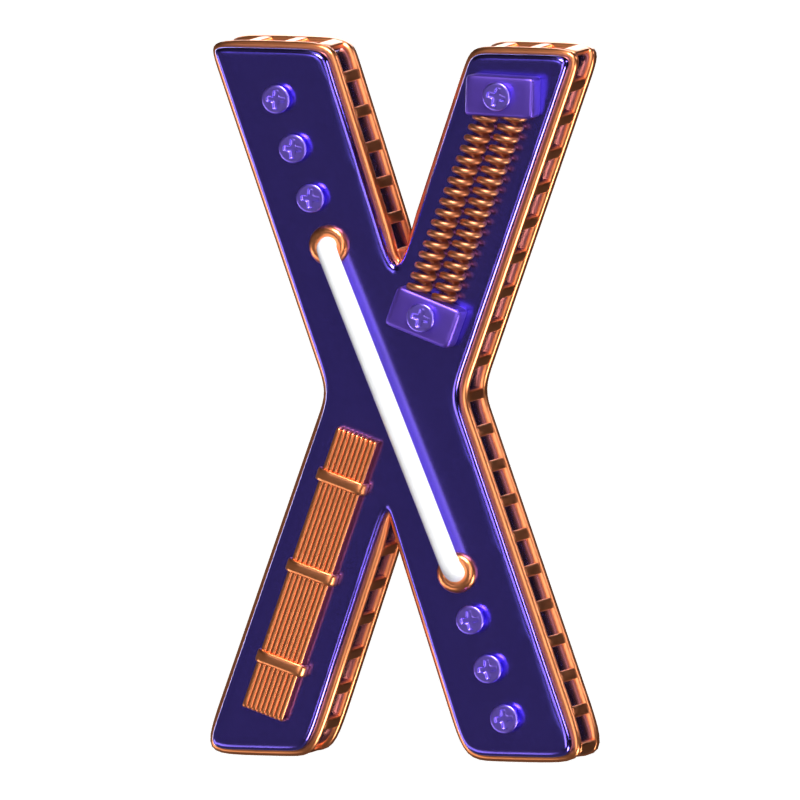 X Letter 3D Shape Condensed Future Text