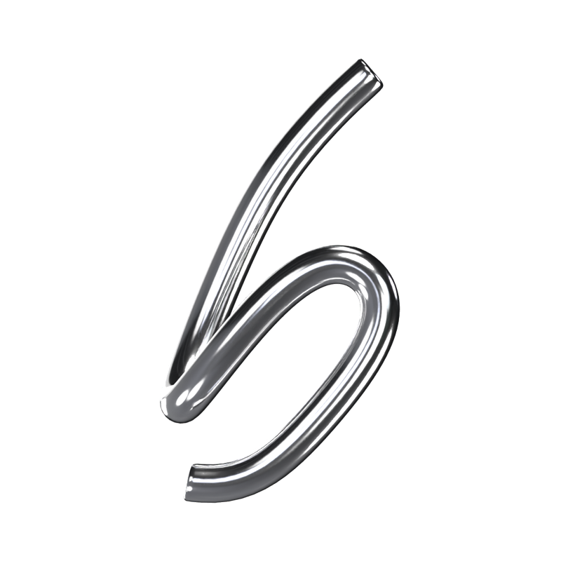 B  Letter 3D Shape Chrome Text 3D Graphic