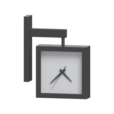Square Shaped Wall Clock 3D Model 3D Graphic