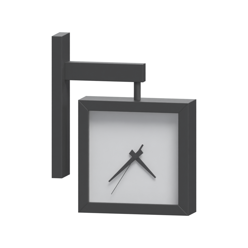 Square Shaped Wall Clock 3D Model