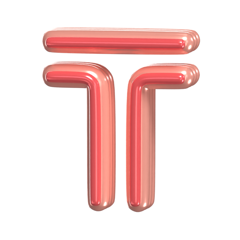 T   Letter 3D Shape Rounded Text