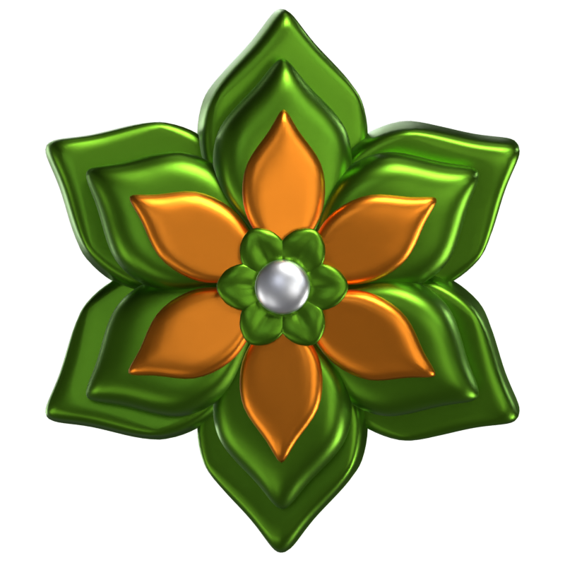 3D Flower Shape Layered Green Petals 3D Graphic