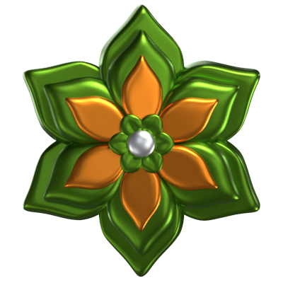 3D Flower Shape Layered Green Petals 3D Graphic