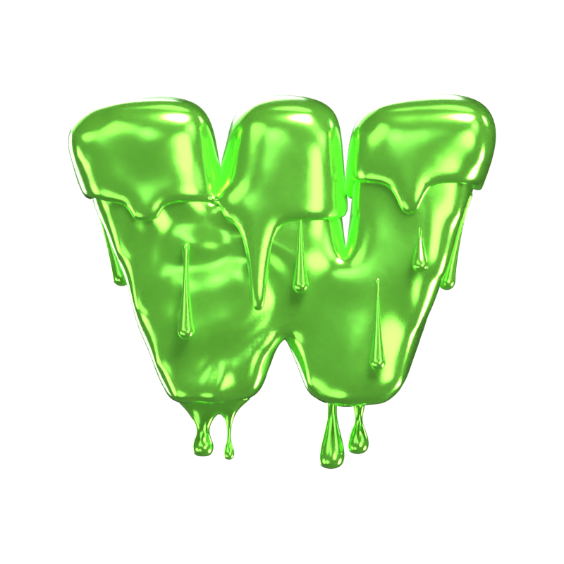 W Letter 3D Shape Slime Text 3D Graphic