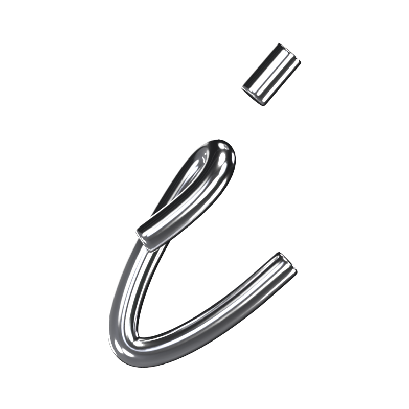 I Letter 3D Shape Chrome Text 3D Graphic