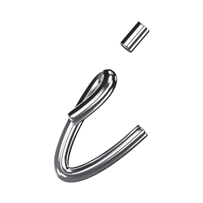 I  Letter 3D Shape Chrome Text 3D Graphic