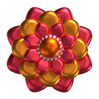 3D Flower Shapes  Yellow And Pink Petals 3D Graphic