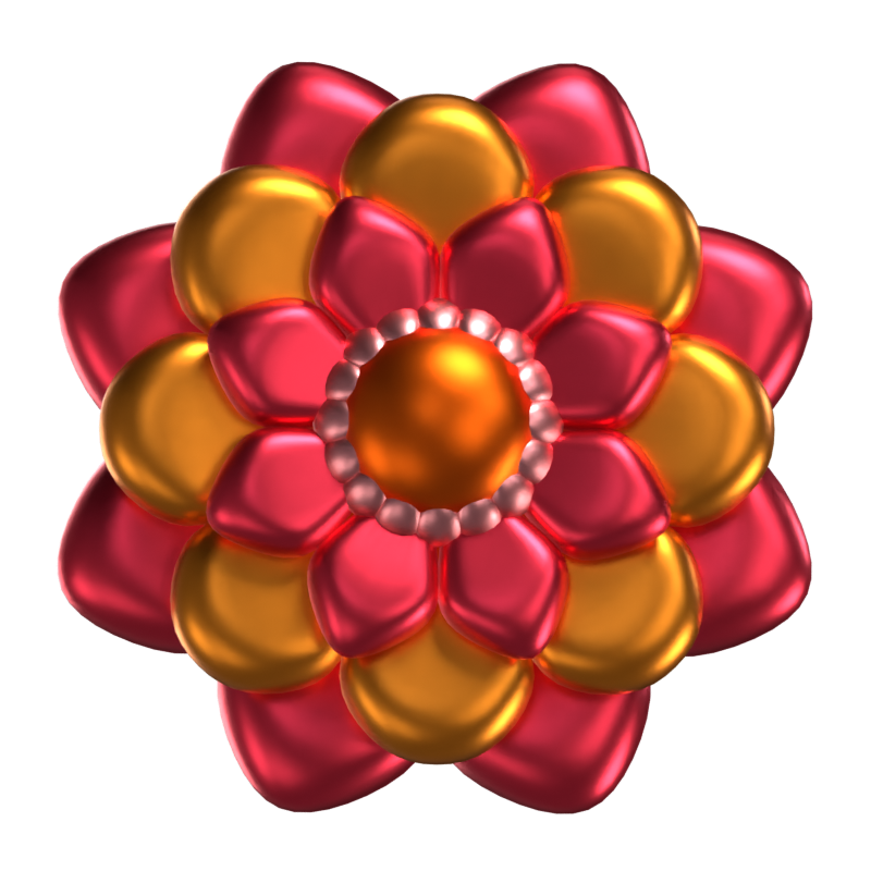 3D Flower Shapes  Yellow And Pink Petals 3D Graphic