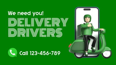 Speedy Parcel Delivery Hiring Post Vacancy Headhunter Minimal Design Marketing Telephone Grab Driver Delivery Phone 3D Template 3D Template