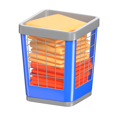 3D Laundry Basket With Towel Convenient Storage Solution 3D Graphic