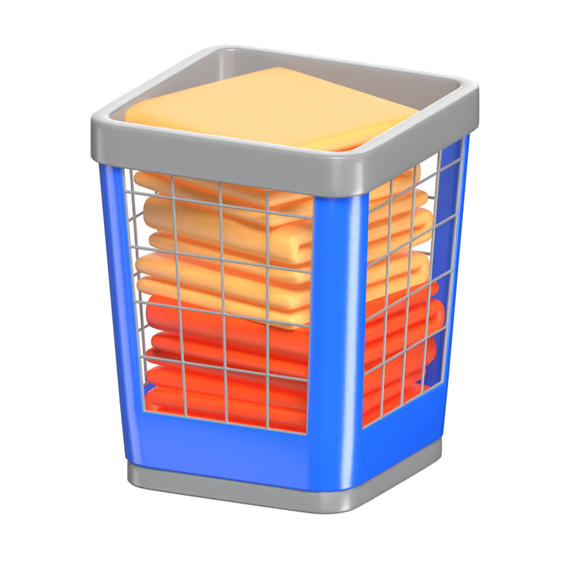 3D Wäschekorb mit Handtuch Bequeme Aufbewahrungslösung 3D Graphic