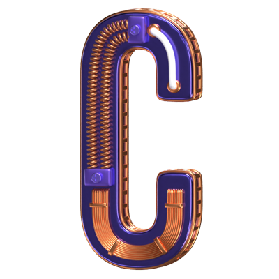 C Letter 3D Shape Condensed Future Text 3D Graphic