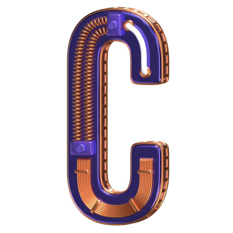 C Letter 3D Shape Condensed Future Text 3D Graphic