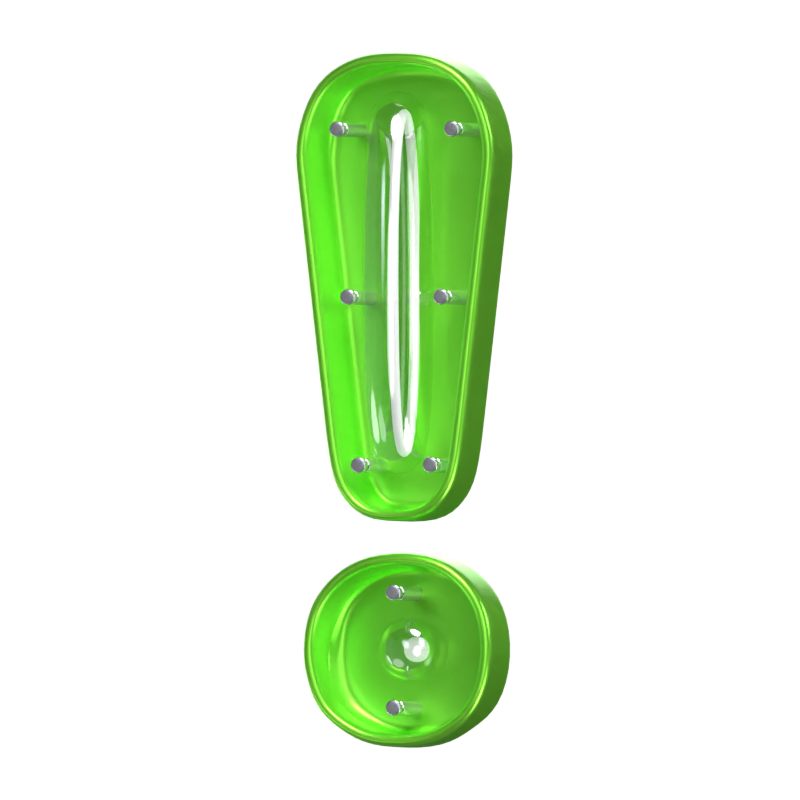 Exclamation Sign  Symbol 3D Shape Neon Text