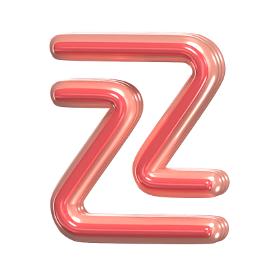 Z   Letter 3D Shape Rounded Text 3D Graphic
