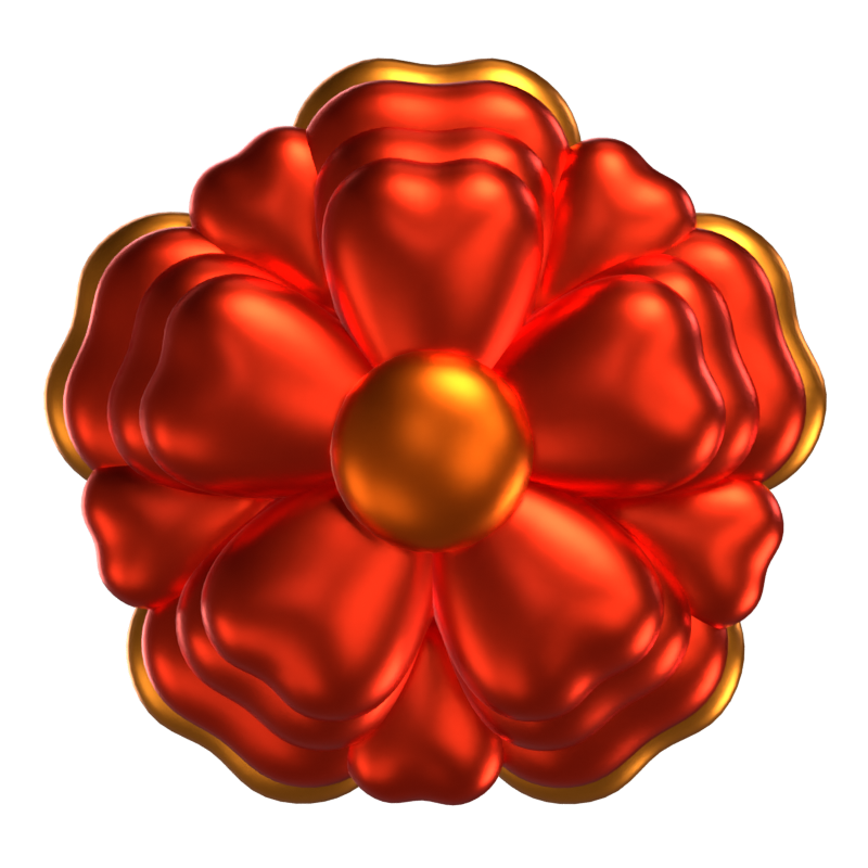  Formas de flores en 3D de color rojo rubor 3D Graphic