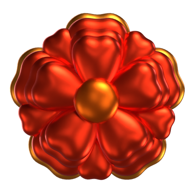  3D Flower Shapes  A Blush Red Color 3D Graphic