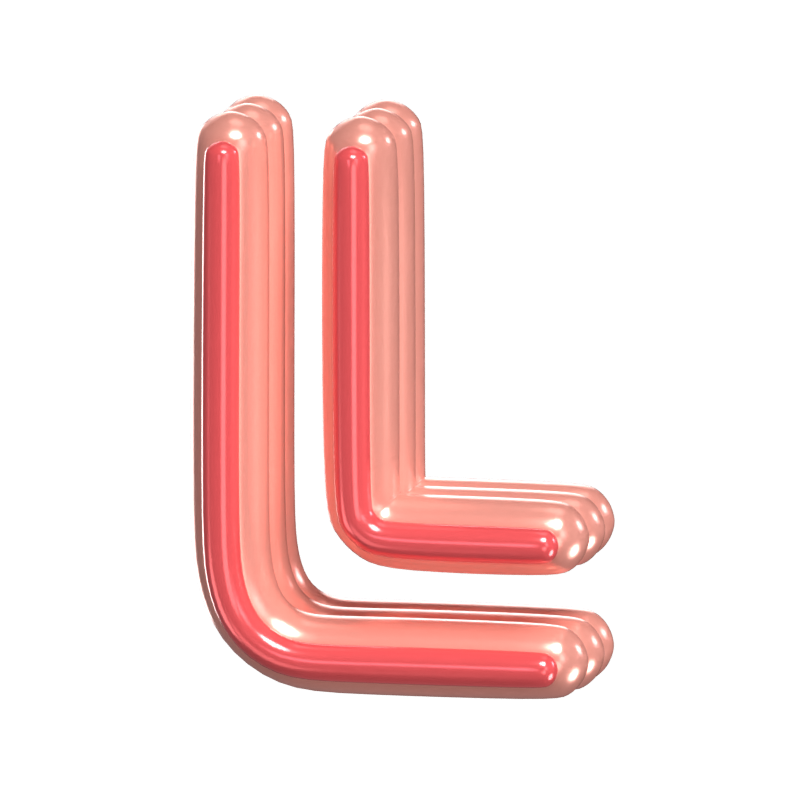 L   Letter 3D Shape Rounded Text