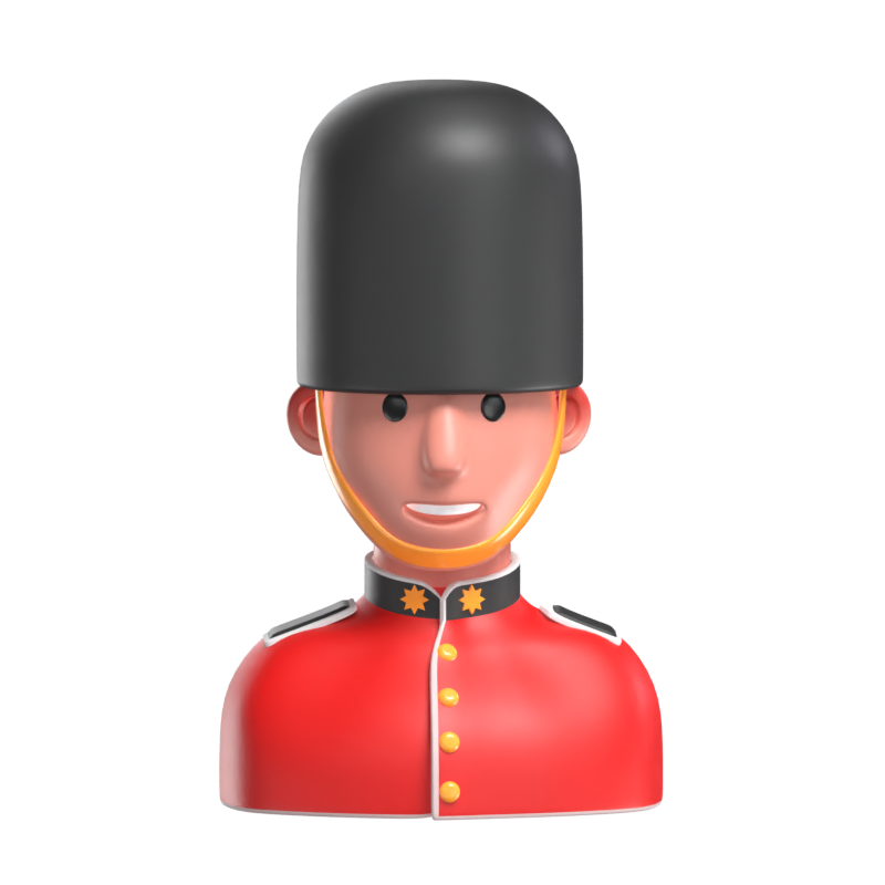 Queen Guard 3D Icon Model Wearing A Bearskin Hat 3D Graphic