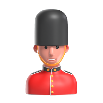 Queen Guard 3D Icon Model Wearing A Bearskin Hat 3D Graphic