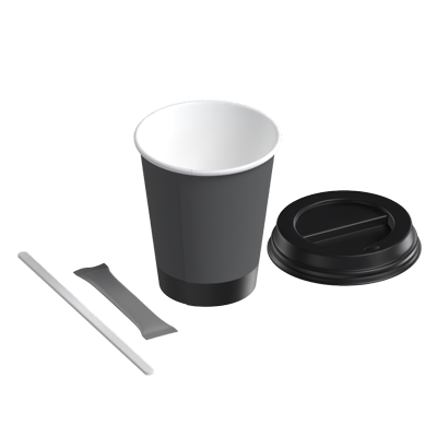 Papier Kaffeebecher Zucker Stick Deckel 3D Paket 3D Graphic