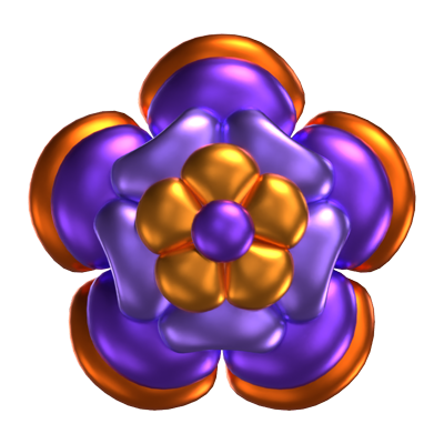 3D Flower Shape Purple Petals 3D Graphic