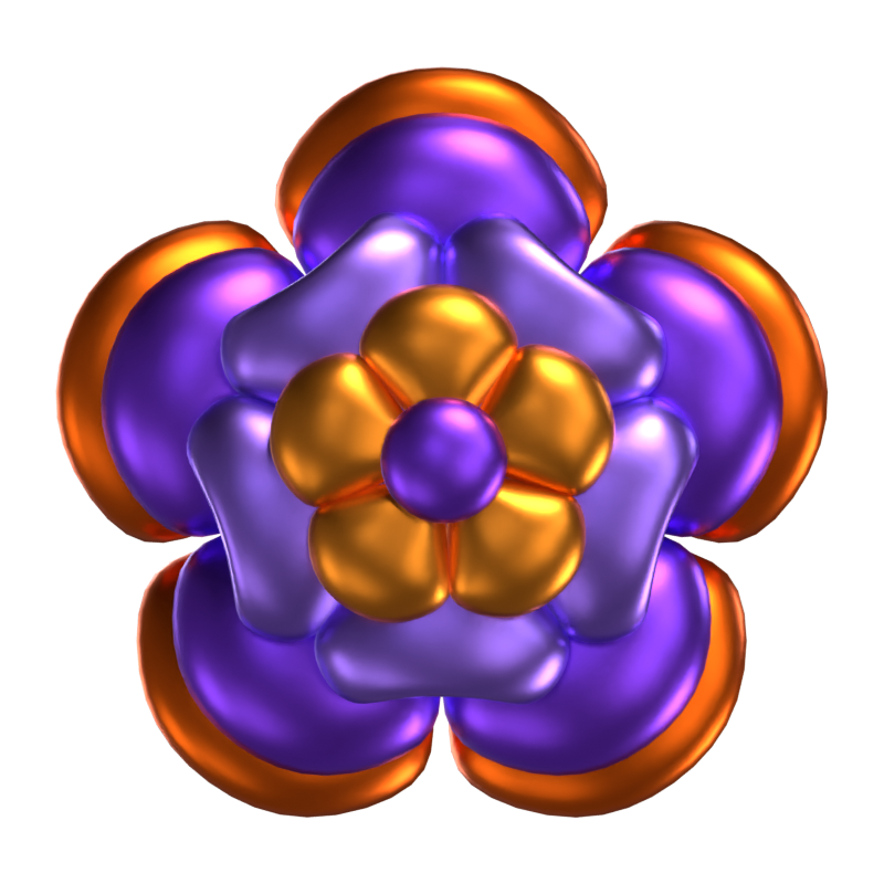 3D Flower Shape Purple Petals 3D Graphic