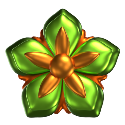  3D Flower Shape Green  Five Petals 3D Graphic