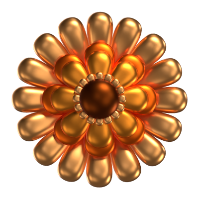 3D Flower Shape Orange   Many Petals 3D Graphic