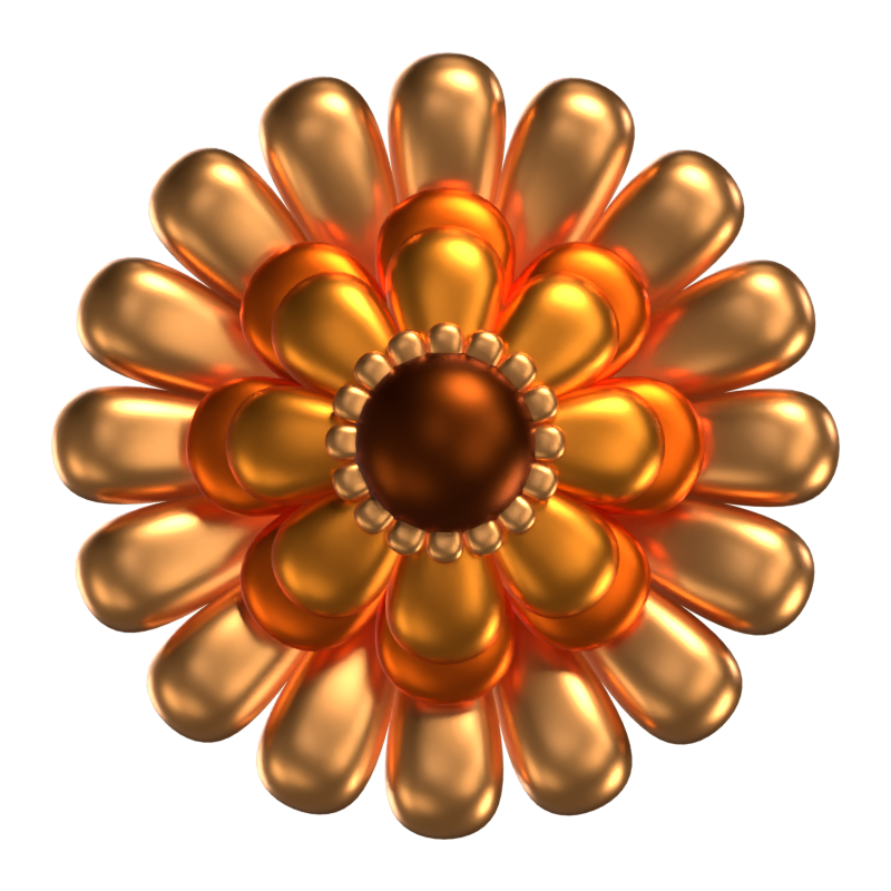 3D Flor Forma Naranja Muchos Pétalos 3D Graphic