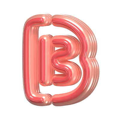 B   Letter 3D Shape Rounded Text 3D Graphic